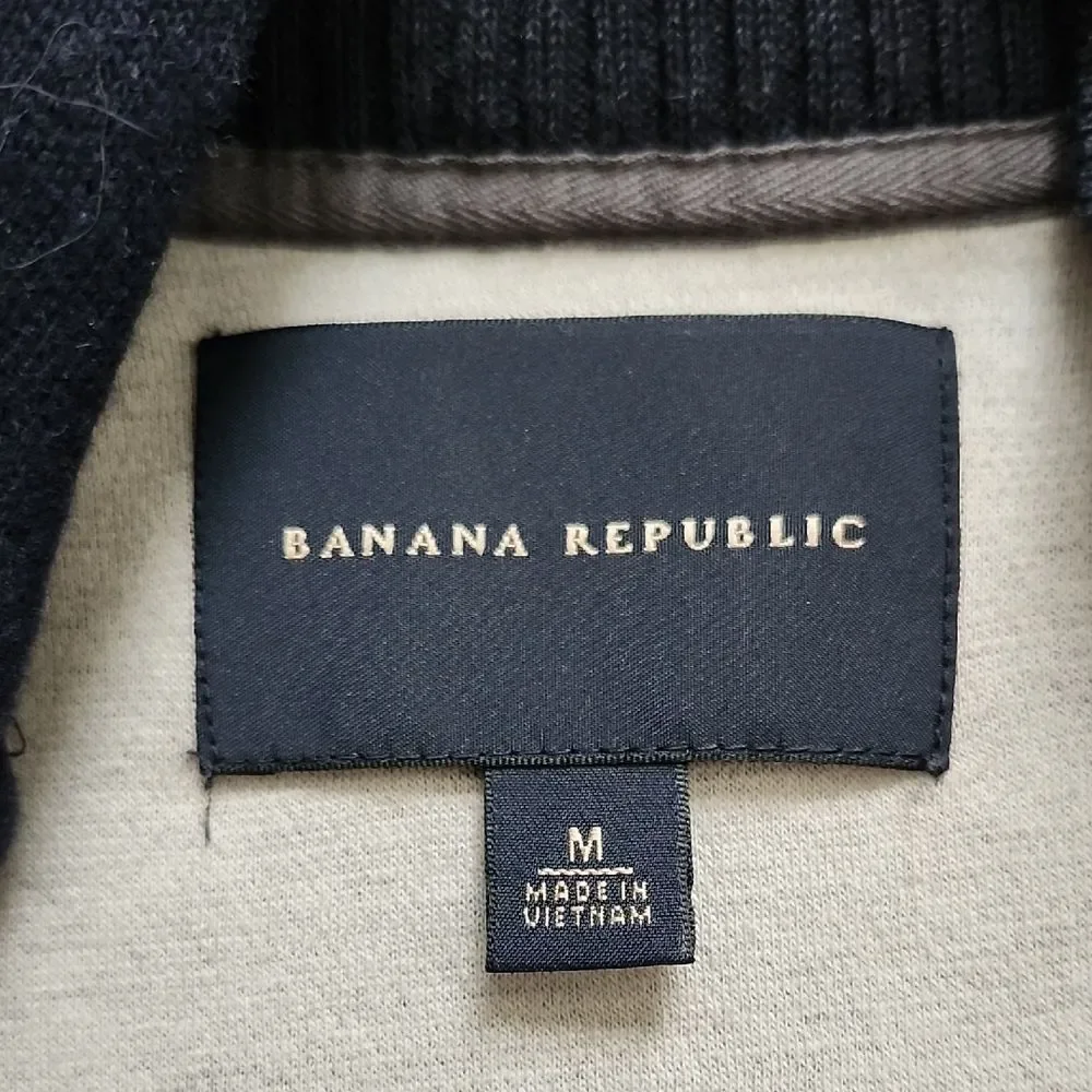 Banana Republic Men’s Navy Blue Full-Zip Knit Hoodie/Jacket Sz M Preppy Athleisu